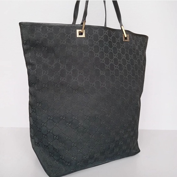 Authentic Gucci Black GG Canvas/Leather Shopper Tote - Picture 2 of 8